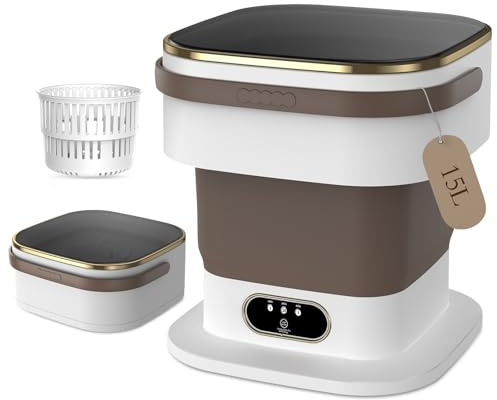 Portable Washing Machine,15L Upgraded Mini Washing Machine,3 Washing Modes with Spin Basket,Deep Cleans Small Items,Foldable Design Suitable for Dormitories,Apartments,Homes, and Camping (Khaki)