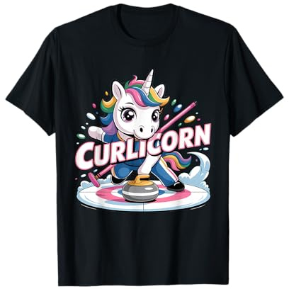 Eisstockschießen Einhorn Eissport Wintersport Lustig Curling T-Shirt