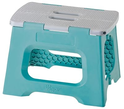 VIGAR Compact Folding Stool, Turquoise, 23 cm High