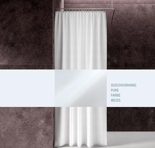 PHOS Duschvorhang 200×180 cm – Textilvorhang aus hochwertigem Polyester – schimmelresistent, antistatisch, mit Edelstahlösen – waschbar – handgefertigt in Deutschland von LUIZ