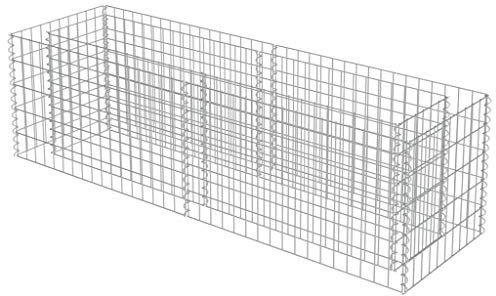 yorten Gabionen-Pflanzkorb Gabionen Hochbeet Gabionenkörbe Steinkörbe Blumenkasten Verzinkter Stahl 180 x 50 x 50 cm (L x B x H) Silbern