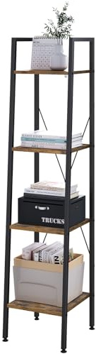 eSituro Estante para Piso Estantería Librería Estante de Cocina Estante de Almacenamiento de Organizador Multifuncional para Libros Plantas con 4 Estantes Metal + MDF 34x35x148CM SSTR0054