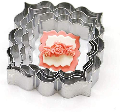 DUBENS 4er Set Edelstahl Hochzeit Rahmen Segen Boxen geformt Cookie Cutter Form Set Cartoon Backen Form Gebäck Keks Kuchen Fondant Dekorationen Form für backen DIY (E)