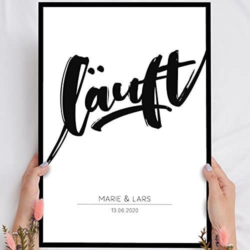 Elbeffekt Holzbild Läuft - personalisierbar zum Hinstellen/Aufhängen optional beleuchtet, Beste Freundin Geschenk mit Spruch auf Holz - Wand-Bild Aufsteller Dekoration - persönliches Geschenk