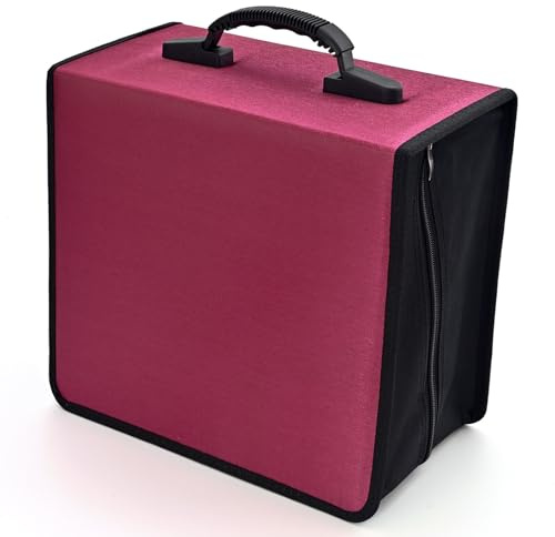 alavisxf xx Étui pour CD, 432 Capacité Boîtier CD, Fermeture Éclair de Protection Film Média Stockage Organisateur Classeur Portefeuille pour Voiture Voyage (432 Capacité, Rouge)