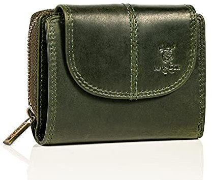 MATADOR Leder Portemonnaie Damen Mittelgroß #SARAGOSSA mit Geschenk Box, Luxus RFID Geldbörse Damen, Brieftasche Frauen Viele Fächer, Leder Geldtasche, Edles Portmonee Frauen, Grün