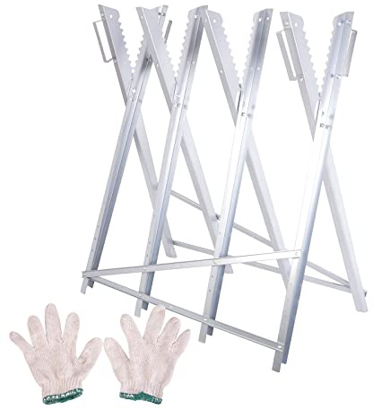 WINMAX TOOLS AUTOMOTIVE Heavy Duty 220 lbs Sawhorse Work Table, Portable Folding Sawhorse, Adjustable Steel Sawbuck for Firewood, Lightweight Log Wood Cutting Saw Horses Stand