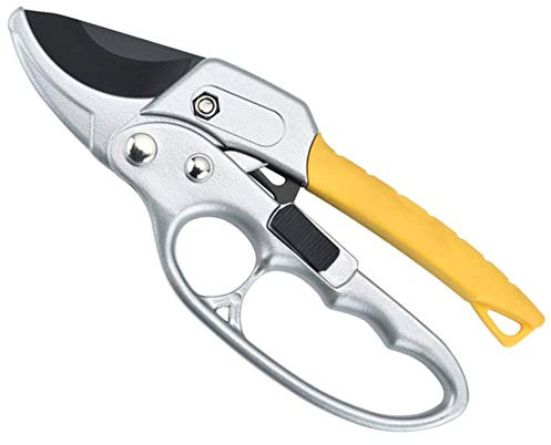 MEISISLEY Secateurs For Arthritic Hands Pruning Scissors Segmented Labor-Saving Hand Guard Design Durable Stainless Steel And Titanium-Plated Material Yellow Yellow,One Size