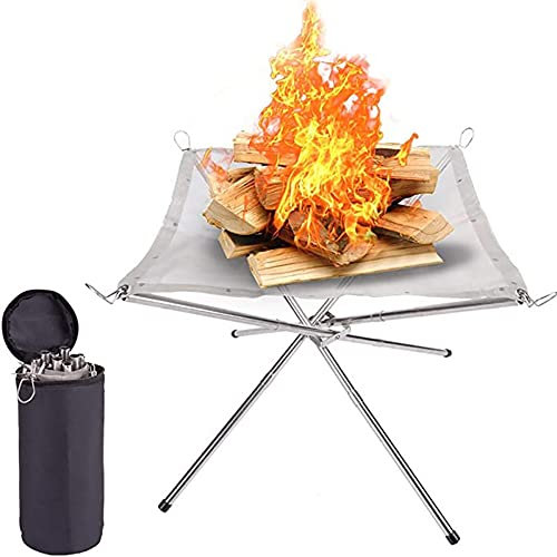 WANGCL 16.5 Inch Portable Outdoor Fire Pit Collapsible Foldable Mesh Fire Pits Fireplace for Camping Backyard, Patio, Garden (Carrying Bag Included)