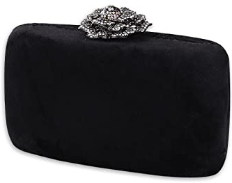 CORIOS Sac de Soirée Femme Embrayage en Velours Florale en Strass Pochette Sacs Fourre-Tout de Chaîne Sacs à Main D'épaule de Mariée Élégant Sac à Bandoulière pour Fête Banquet Mariage Noir