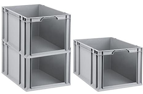 SuperSparSet 3x Eurobox NextGen Store | HxBxT 32x40x60cm | 65 Liter | Front offen | Eurobehälter, Transportbox, Transportbehälter, Stapelbehälter
