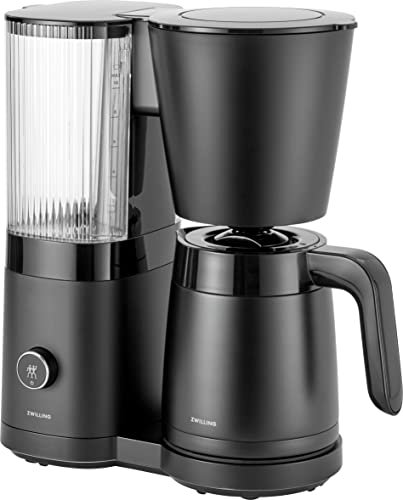 ZWILLING ENFINIGY Cafetera de filtro con jarra térmica de 1,25l, Cafetera con calentador, para 10 tazas, Función blooming, Acero inoxidable, Negro