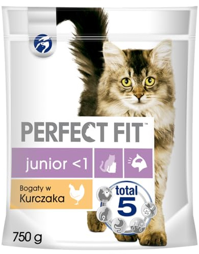 Katzenfutter Trockenfutter Junior <1 Kitten/Kätzchen Reich an Huhn, 3 Beutel (3 x 750g)