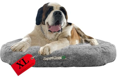 SuperKissen24. Hundebett für Größe Hunde - wasserdichtes Hundekissen - Hundekörbchen aus kratzfestem Material - antiallergisch und rutschfest - Hundebett XL 120 cm x 20 cm Grau