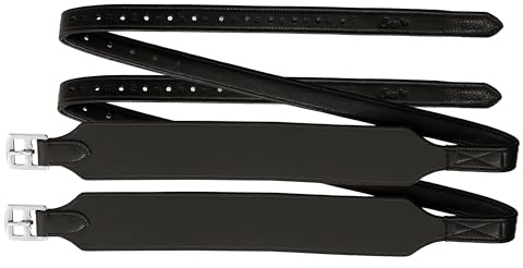 Exion Wide Stability Stirrup Leathers – 2.25” Broad English Saddle Straps with Non-Stretch Nylon Core – Vegetable Tanned Cowhide – Dressage & Jumping Leather Stirrups - Sizes: 48 to 62