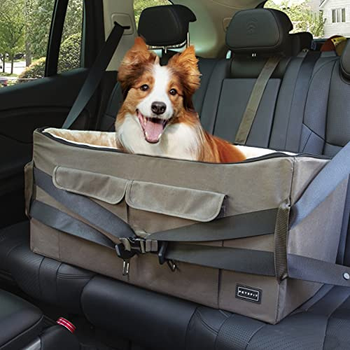 Petsfit Hunde Autositz für große oder 2 kleine Hunde, Hundesitz Auto für Rückbank mit abnehmbare waschbare doppelseitige Matte, 2 Anschnallgurte und Aufbewahrungstasche