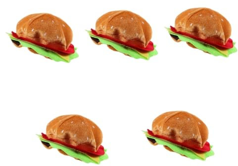 STOBAZA Partyhüte Lustig 5st Burgerhut Lustiger Hut Hüte Hutschachtel Kap Schmücken Baskenmütze Geschmeidige Mützen Burger Hut Hamburger Kopfbedeckung Lebensmittel Requisiten Einkaufen Vlies