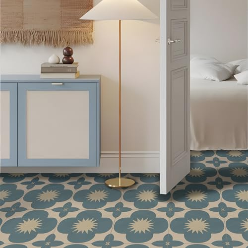 Alwayspon - Adesivo per piastrelle, 25 pezzi da 20 cm/8 pollici, adesivo blu per piastrelle da attaccare, adesivi per trasferimento per bagno e cucina, paraschizzi, piastrelle adesive per pavimenti e