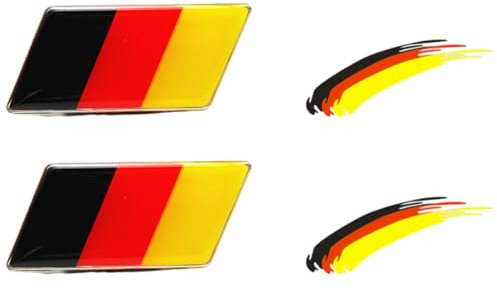 QEDBOJE 2 pièces Aluminium Allemand Allemagne Drapeau Badge Grille Emblème Autocollant De Voiture Décalque Décoration Universelle
