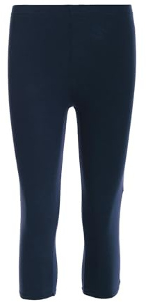 Summer Styles: Cropped 3/4 Leggings - Capri Length Stretchy Pants for Women (Navy M-L)
