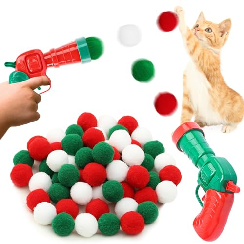 Katzenspielzeug, Interaktives Katzenspielzeug, 2 Stück Katzenspielzeug mit 30 Filzbälle Katzen, Interactive Cat Toy, Bunte Katzenball Plüsch, Weihnachten Katze Spielzeug für Indoor Haustier Katzen