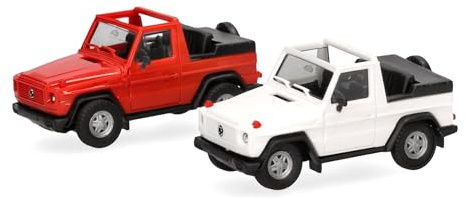 Herpa Modellbausatz MiniKit Puch G- Klasse (W460) Cabrio, Miniatur im Maßstab 1:87, Sammlerstück, Kit für Modellbau, Kunststoff, Farbe: weiß/rot