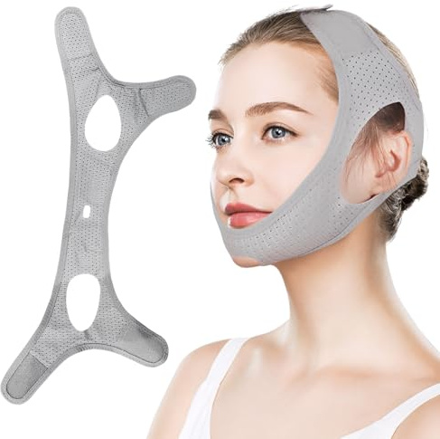 KYSUN Ceinture anti Ronflement, Solution de Ronflement Mentonnière Réglable, Sangle de Mâchoire Respirante, Dispositif de Sangle Anti-Ronflement, Bandeau Mentonniere Anti Ronflement (Gris)