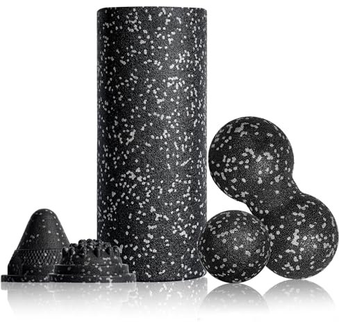 Fitnessrolle Faszienrolle Set 5-T Faszienball Blackroll Foam Roller Faszien Set mit Faszienball Faszienrolle Klein und Duoball Triggerpunkt für Yoga Faszien Training von Muskeln