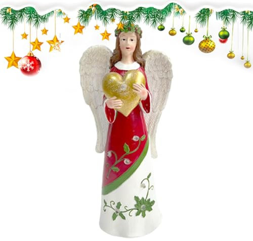 Weihnachtsengel Statue – religiöse Figur Handwerk – Weihnachtsdekoration, 30,5 cm Tischdekoration, beleuchtete Skulptur für Zuhause, Bauernhaus, Innenbereich