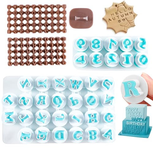 NAESM Clay Digital and Letter Stamps, Polymer Clay Stamps, Spring Press Printing Die Cutting for Cookie Stamps Letters Clay Letter Stamps