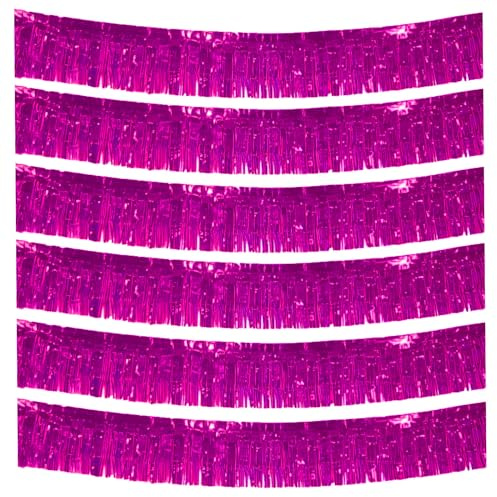 Ainmto 6-Pakete Folie Fringe Girland Metallic Folie Tinsel Fringe Girland Wand Hängende Fringe Banner für Parade Floats, Hochzeit, Weihnachten, Geburtstagsparty Halloween Deko (Rosa)