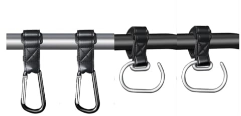 Kinderwagen Haken für Taschen (4er-Pack) - Universelles Kinderwagen Zubehör, Karabinerhaken Groß & Rutschfest, 10 kg Belastbarkeit pro Karabiner