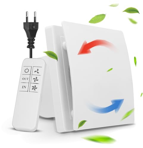Gxpjycfob Ventilateur Extracteur Dair 100mm,Extracteur d'Air avec Télécommande Puissant Ventilation Bidirectionnelle à VMC Salle de Bain,2 Directions et 3 Vitesses pour Salle de Bain Cuisine Toilette
