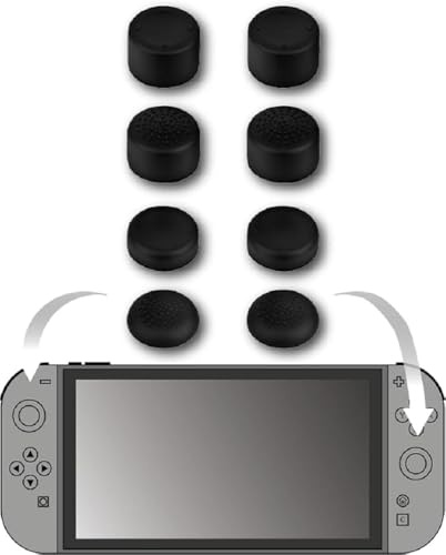 Konix Pack de 8 protectores de joystick para mandos Joy-Con Nintendo Switch 2 - Altura ajustable - Negro