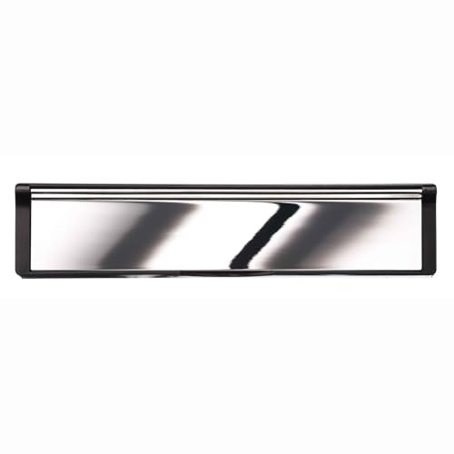 Keypak 12 Sleeved Letter Box – Fits 40–80mm 180° Opening (Black/Chrome) | Adjustable 30.6cm LetterBox for uPVC, Composite & Timber Doors