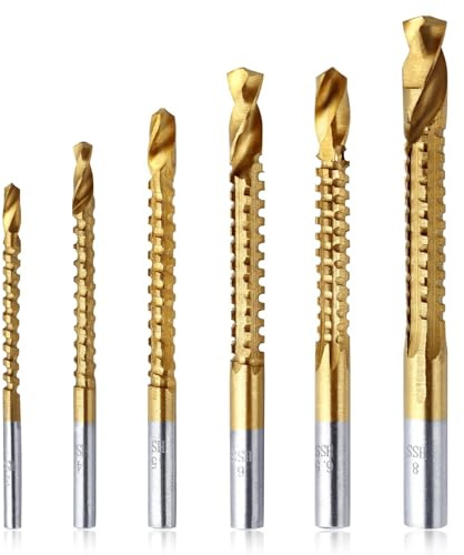 SPEEDWOX 6Pcs forets 3-8mm, coupe latérale dentelée, HSS titane impact | forets 3-8 mm, coupe latérale dentelée, impact, titane, HSS, torsion, pour perceuse & scie, travail du bois, trous plastique