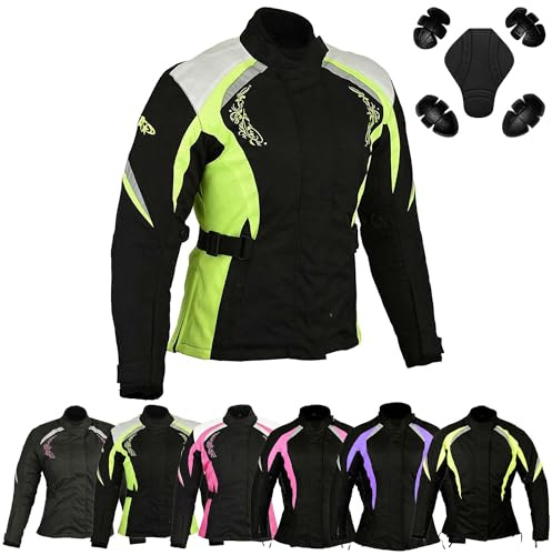 Hive Moto Womens Motorcycle Biker Jacket Ladies Waterproof Cordura Coat Motorbike CE Armour Waterproof Girls Motocross Vest (US, Alpha, Small, Regular, Regular, Green)