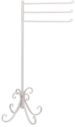 Porta asciugamani 3 tubi in ferro 55x36x88 cm, bianco, Esté