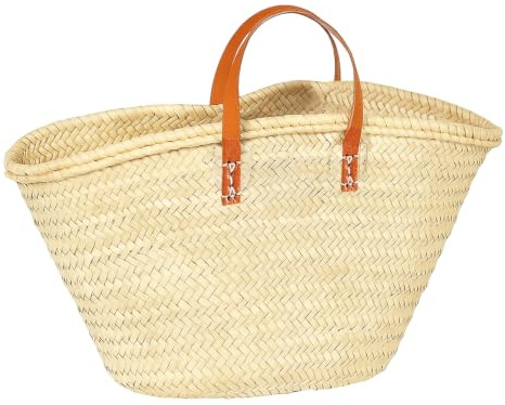 Ibiza Korbtasche Tasche Cestal kurz aus Palmblatt & Leder Natur 55 cm