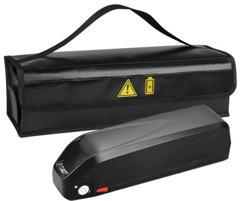 OUZHOU Ebike Sac de batterie ignifuge 1400 °C Boîte ignifuge pour batteries Sac de batterie ignifuge Lipo Vélo Safe Bag Ebike Housse de protection pour batterie Grand rangement de batterie Accessoires
