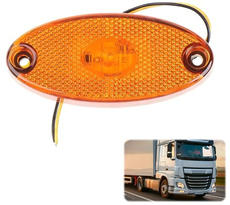 iwui Luz de DelimitacióN Lateral 12V Montaje/Conexión Roscada LáMpara Lateral del Remolque Advertencia para Remolques Camiones Furgonetas y Caravanas, Color Tulipa Amarillo