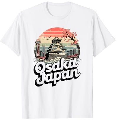 Osaka Japón Sunset Vintage Art Cherry Blossom Souvenir Camiseta