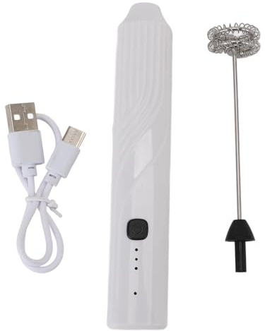 Respicefinem Montalatte Elettrico Multifunzionale Uso Efficiente Macchina per Schiuma di Latte Portatile in Acciaio Inossidabile per Bevande al Caffè Gelato Bianco (Bianca)