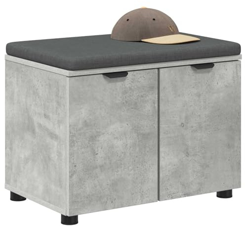 vidaXL Panca per Ingresso con Cuscino Grigio Cemento 60 x 38 x 46 cm, Panchina Moderna, Comoda per Riporre, Design Rettangolare per Ingresso, Mobili Interni Funzionali, Seduta Imbottita