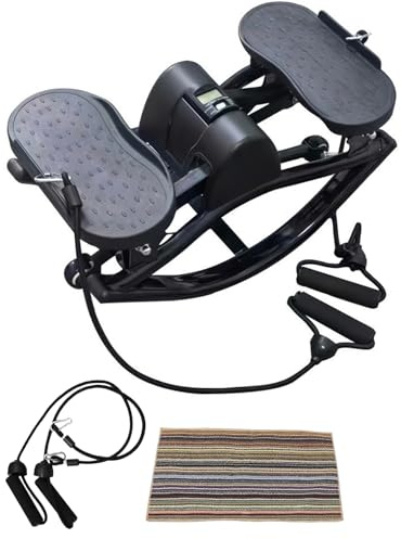 Stepper portatile compatto per macchina da roccia da lato a lato, stepper fitness a dondolo laterale con display digitale, a basso impatto per gambe/glutei/addominali/palestra domestica Black