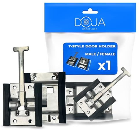 DOJA Barcelona RV-Türhalter - Eingangstürriegel T-Stil für Caravan, Türfeststeller Wohnmobil mit Einfachem Anbau, Komplettem Set, Türhalter Wohnwagen für Klappenhalter Anhänger