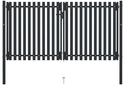 Generisch Doppeltür-Gartentor aus Stahl 300 x 175 cm Anthrazit,Heimwerkerbedarf,Hauseinzäunung,Gartentore,82.45KG,146354