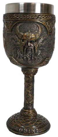 Ebros Norse Mythology Viking Alfather Odin God Of Asgard 7oz Resin Wine Goblet Chalice With Stainless Steel Liner Asgardian Ruler Thor Loki Frigga Royal Gods Family Celtic Knotwork Base