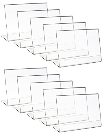 HMF 46935 Acryl Tischaufsteller schräg | 10 Stück | DIN A4 Querformat | Glasklar