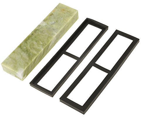 Hilitand Afilador de cuchillos, piedra de afilar fina de jade verde natural de grano 10000 con base de drenaje, excelente herramienta de pulido para cocina, caza, cuchillos de cerámica, 200 x 50 x 25